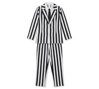 Fun Shack Black and White Striped Suit Men Costume, Spooky Halloween Costumes for Men, Halloween Costumes for men, S