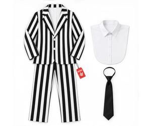 Fun Shack Black and White Striped Suit Men Costume, Spooky Halloween Costumes for Men, Halloween Costumes for men, XL