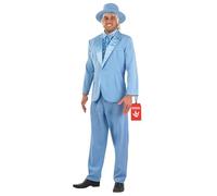 Fun Shack Blue Suit Costume, Duo Costumes, Halloween Costumes for Men | Jacket with Shirt Insert, Matching Pants, Bow Tie and Top Hat Included, Perfect for Halloween and Coordinated Outfits