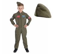 Fun Shack Boys Military Pilot Costume Kids Aviator Flightsuit Air Cadet Uniform