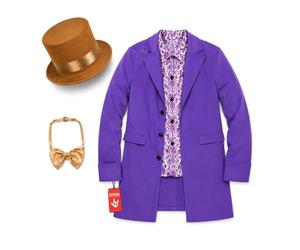Fun Shack, Candy Factory Boss Costume Men, Halloween Costumes for Men | Purple Jacket with Patterned Shirt Insert, Peach Bow Tie, Brown Top Hat Included, Perfect for Halloween