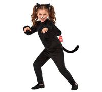 Fun Shack Girls Black Cat Halloween Costume for Kids - Cute Cat Outfit for Halloween Dress-Up and Parties, X-Large