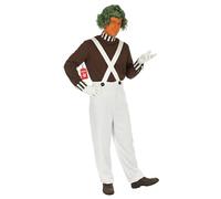 Fun Shack Chocolate Worker Costume for Adults, Chocolate Factory Outfit with Wig & Dungarees, World Book Day Costume