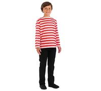 Fun Shack Find Me Costume for Kids, Red and White Striped Jumper Costume, Kids Book Character Costumes Boys Large