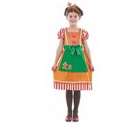 Fun Shack Gingerbread Man Costume For Kids | Gingerbread Girl Christmas Outfit | Holiday Dress-Up Costume, Large
