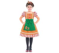 Fun Shack Gingerbread Man Costume For Kids | Gingerbread Girl Christmas Outfit | Holiday Dress-Up Costume, Medium