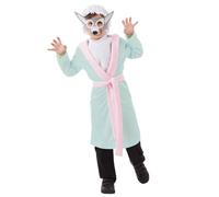 Fun Shack, Granny Wolf Costume, Halloween Costumes for Kids | Blue, Pink Dressing Gown with a Belt, Attached Wolf Tail, Faux Fur Bib Included, Perfect for Halloween, Fun for Fancy Dress