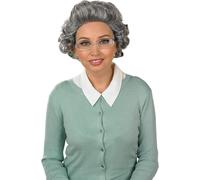Fun Shack Grey Granny Wig, Old Lady Wig, Grey Curly Wig, Halloween Costumes Adu