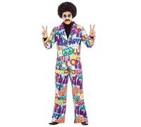 Fun Shack Groovy Hippie Costume for Men, 60s Fancy Dress Outfit, Retro Hippy Attire for Themed Parties and Events, X-Large