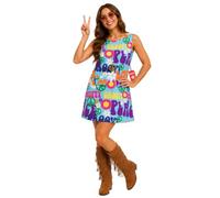 Fun Shack Groovy Hippie Costume for Women, 60s Fancy Dress, Retro Hippie Outfit, Festival Costume, Party Wear, Small Blue