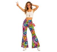 Fun Shack, Hippy Fancy Dress for Women, Halloween Costumes for Women | Colourful Flared Patterend Trousers Included, Perfect for Halloween, Great for Fancy Dress