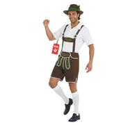 Fun Shack Lederhosen Men Bavarian Costume Oktoberfest Outfit Mens Costume Accessories for Festivals and Celebrations, Large