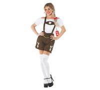 Fun Shack Lederhosen, Oktoberfest Outfit, Bavarian Costume - Womens Lederhosen Outfit Medium Brown