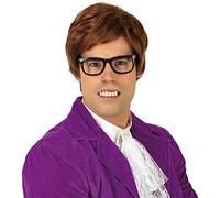 Fun Shack Mens Spy Movie Wig, Brown Gigolo Wig Mens, Movie Character Wigs, 1960s Costume Wigs, Powers Goofy Groovy Wig Men One Size