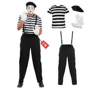 Fun Shack Mens Mime Costume Black and White French Artist Mens Halloween Costume - Medium