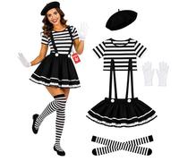 Fun Shack Mime Costume Women, French Mime Costume, Womens Mime Costume, Mime Fancy Dress, Mime Artist Costume X-Large