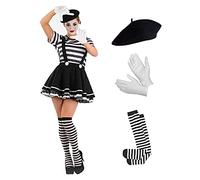 Fun Shack Mime Costume Women, French Mime Costume, Womens Mime Costume, Mime Fancy Dress, Mime Artist Costume X-Large