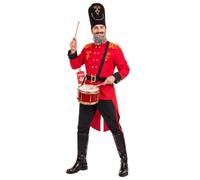Fun Shack Nutcracker Costume Adult Red Toy Soldier Fancy Dress Christmas Costumes For Men Available in Sizes M L XL | Red Jacket with Gold Trim, Tall Black Hat, White Curly Beard Included, Perfect for Christmas, Great for Fancy Dress