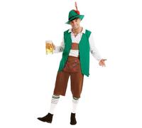 Fun Shack Adults Bavarian Costume Mens Traditional German Lederhosen Oktoberfest Outfit, Traditional Lederhosen, Medium