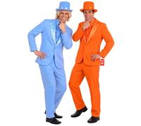 Fun Shack Orange Suit Costume, Duo Costumes, Halloween Costumes for Men | Jacket with Shirt Insert, Matching Trousers, Bow Tie and Top Hat Included, Perfect for Halloween and Matching Outfits