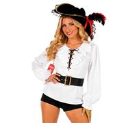 Fun Shack Pirate Shirt Men and Women, Pirate Costume Adult Men and Women, Medieval Costume Unisex, Ruffle Shirt Large