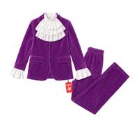 Fun Shack, Retro 60s Spy Costume Men, Funny Halloween Costumes for Men | Purple Jacket with Ruffled Cuffs, Trousers, White Ruffled Shirt Insert Included, Perfect for Halloween, 1960s Outfits for Men