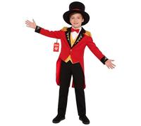 Fun Shack, Ringmaster Costume, Halloween Costumes for Kids | Pair of Black Trousers, Dramatic Red Tailcoat Top, Classic Top Hat Included, Perfect for Halloween, Fun for Fancy Dress