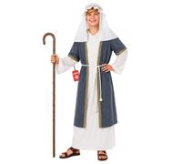 Fun Shack Shepherd Costume Kids, Christmas Costume for Kids | Long White Tunic, Grey Striped Jacket, Rope-Style White Belt Included, Perfect for Christmas, Fun for Fancy Dress