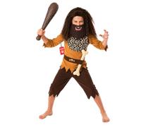 Fun Shack, Stone Age Costume Boys, Halloween Costumes for Kids | Brown, Leopard Print Top, Ragged Brown Trousers, Bone Print Belt Included, Perfect for Halloween, Fun for Fancy Dress