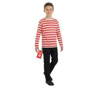 Fun Shack Find Me Costume for Kids, Red and White Striped Jumper Costume, Kids Book Character Costumes Boys Medium