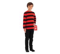 Fun Shack Black and Red Striped Jumper Kids Costume, Childrens Book Character Costume, Naughty Boy Menace Costume Boys Large