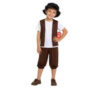 Fun Shack, Tudor Costume for Boys, Halloween Costumes for Kids | Brown Waistcoat, Matching Long-sleeve Top, Brown Trousers Included, Perfect for Halloween, Fun for Fancy Dress