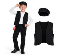 Fun Shack Victorian Costume Boys, Boys Victorian Costume, Kids Waistcoat and Flat Cap, Halloween Costumes for Kids, Large Black