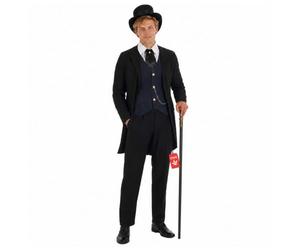 Fun Shack, Victorian Man Costume, Halloween Costumes for Men | Black Tailcoat Jacket, White Shirt with Attached Black Waistcoat Included, Perfect for Halloween, Great for Fancy Dress