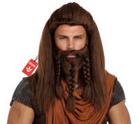 Fun Shack Viking Beard Wig Costume, Viking Beard and Wig, Wizard Wig and Beard, Viking Beard Costume, Brown Wig and Beard Set One Size