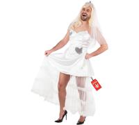 Fun Shack Wedding Dress Costume for Men, Stag Do Outfit, Man Bride Costume With