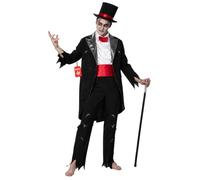 Fun Shack, Zombie Groom Costume, Halloween Costumes for Men | Black Suit Jacket with Attached Shirt Insert, Cummerbund, Bow Tie Included, Perfect for Halloween, Great for Fancy Dress