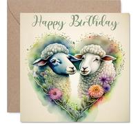Fun Sheep Birthday Card for Women and Men, Animals in Love