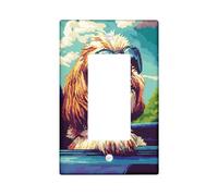 Fun Shih Tzu Dog Decorative Switch Cover Plate 1 Gang Single Rocker, Pixel Art Chien Electrical Faceplate for Bedroom Bathroom Decor, Puppy Standard Size Switchplate