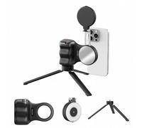 Fun Shot Magnetic Grip & Magnetic Selfie Light, Detachable Wireless Shutter Button for iPhone & Android, Compatible with Magsafe, for Selfies, TikTok, Zoom Call, Video,Photo(Black+light(B)+Tripod)