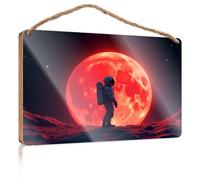 Fun Signs For Home Decor Astronaut Standing On A Rocky Surface With A Large Pool Decor Wall Decorations(23X35CM)