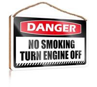 Fun Signs For Home Decor Danger No Smoking Turn Engine Off Wooden Sign Bosses Day Decorations Hanging Wall Decor Sign(15X28CM)