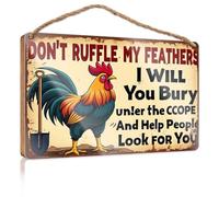 Fun Signs For Home Decor Don'T Ruffle My Feathers, I'Ll Bury You Under The Scope And Help People Look For You Wooded Sign Pool Decor Wall Decorations(15X28CM)