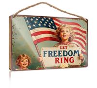 Fun Signs For Home Decor Let Freedom Ring Patriotic Poster. Pool Decor Wall Decorations(15X28CM)