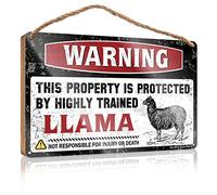 Fun Signs For Home Decor Warning This Property Is Protected By A Highly Trained Llama Wooden Sign Bar Signs For Man Cave Funny Office Gifts For Cowo(15X28CM)