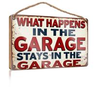 Fun Signs for Home Decor What Happens in The Garage Stays in The Garage. Wooden Hanging Wall Sign Posters & Prints(20X30CM)