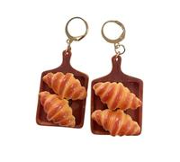 Fun Simulated Coffee Bread Dangle Earrings Cute Cartoon Croissant Tray Drop Earrings Vivid Food Breakfast Earrings Jewelry Gifts for Women, S, Resin, No Gemstone