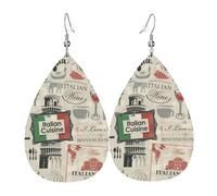 Fun Sketch Italy Pattern Dangle Earrings Luxurious Teardrop Dangle Faux Leather Earrings Fashionable Pierced Earring For Party Decoration Beach