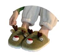 Fun Slippers,Cozy Unisex Indoor Winter Slippers for Home Comfort and Warmth with Soft Faux -Slip Sole Everyday Casual Footwear for Autumn and Holiday Seasons (Green, 7-8)