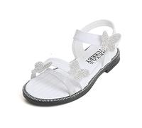 Fun Slippers for Teen Girls Summer Outdoor Closed Toe Soft Rubber Sole Beach Water Shoes Dress Princess Flat (White, 9 Little Child)